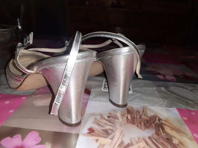 Scarpe donna n.37 ballosera vintage anni 60 argentate cinturino caviglia