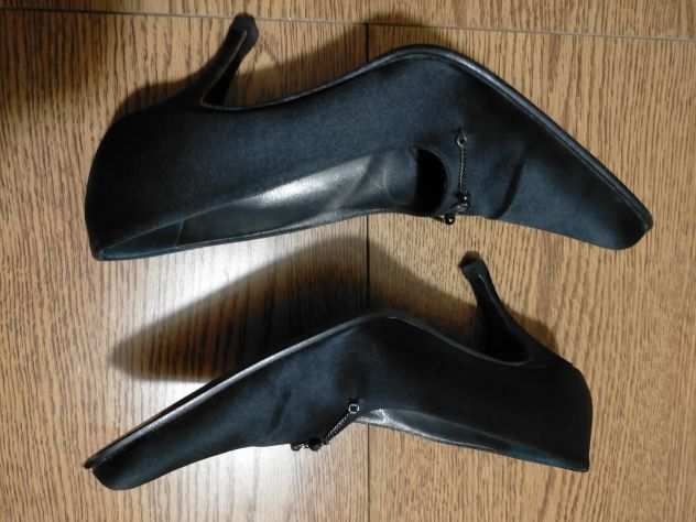 Scarpe eleganti in raso e pelle nera n.37,5