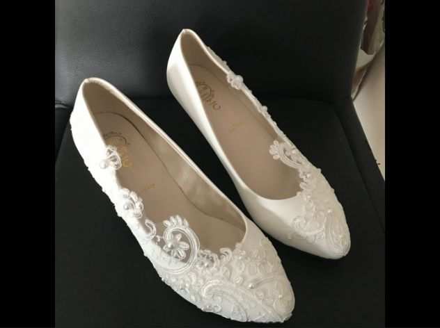 Scarpe matrimonio ballerine shoes flat tacco suola rasoterra sposa 39