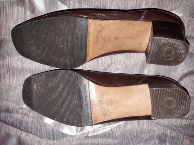 scarpe mocassini donna con tacco rialzato marroni in pelle
