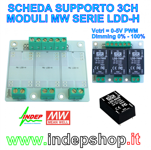 Scheda di supporto per moduli Meanwell LDD-H