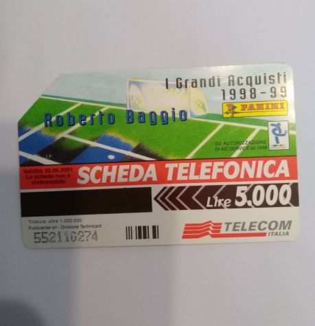 Scheda telefonica quotI grandi acquisti 98-99quot R. Baggio
