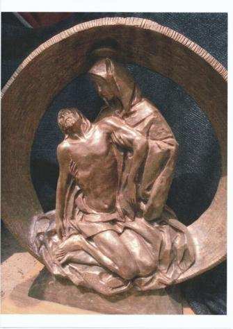 -SCULTURA statua di bronzo cm 98 x 92 arte sacra