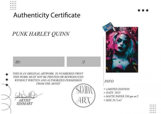 SDIMART 1996 - 1 Gicleacutee - Harley Quinn, Suicide Squad - PUNK HARLEY QUINN Limited Edition 12 wCOA - 2023