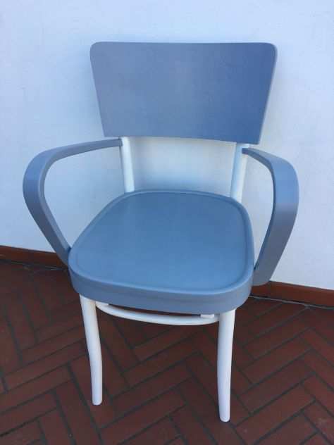 sedia - poltrona (comoda) degli anni 40 vintage shabby bianco grigio
