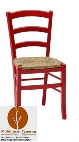 Sedie In Legno Colorate Rosso Per Arredamento Ristorante Bar Pizzeria cod 3011C