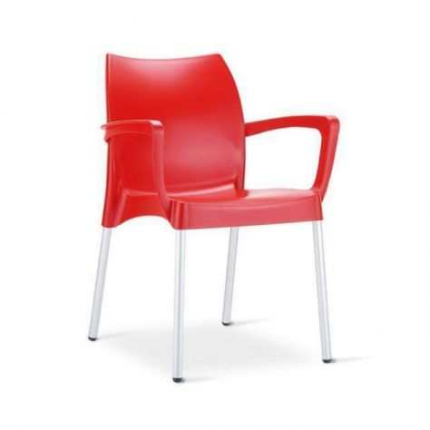 Sedie Pescara Alluminio e Polipropilene Color Rosso Con Braccioli Bar Esterno