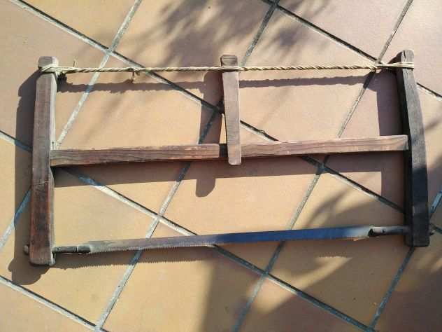 SEGA vecchia in legno da falegname tirante a corda VINTAGE lama dentata