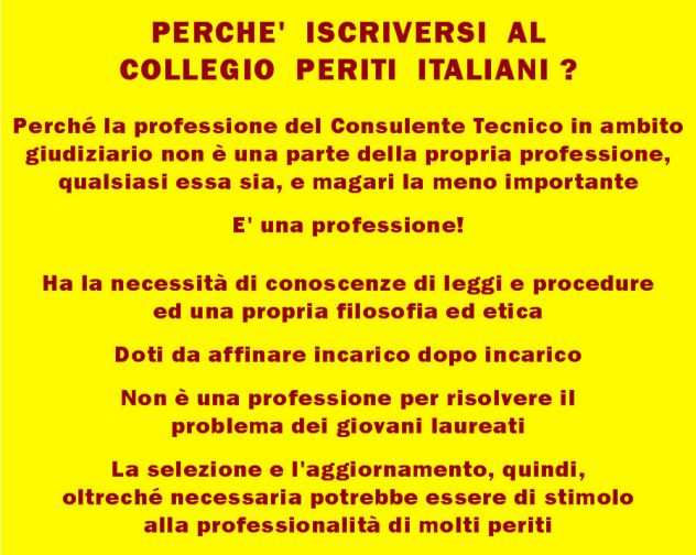 Sei un professionista Iscriviti a COLLEGIO PERITI ITALIANI sarai perito forense