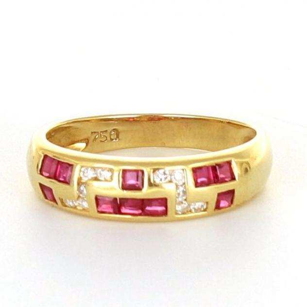 Senza Prezzo di Riserva - Anello - 18 carati Oro giallo - 0.50 tw. Rubino - Diamante