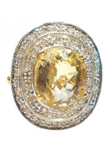 Senza Prezzo di Riserva - Anello - 9 kt Argento, Oro giallo Topazio - Diamante