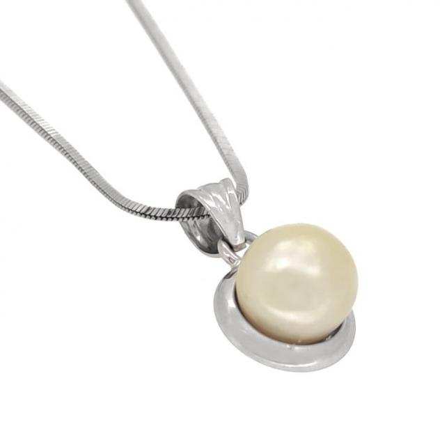 Senza Prezzo di Riserva - Collana con ciondolo - 18 carati Oro bianco Perla