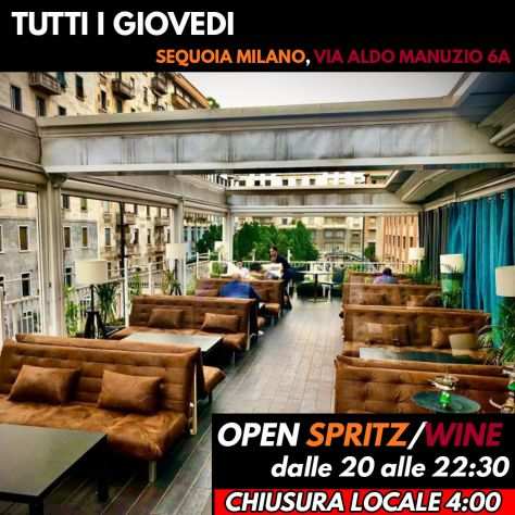 Sequoia Rooftop Milano Giovedi 27 Ottobre 2022 Openspritz e Openwine Afterwork