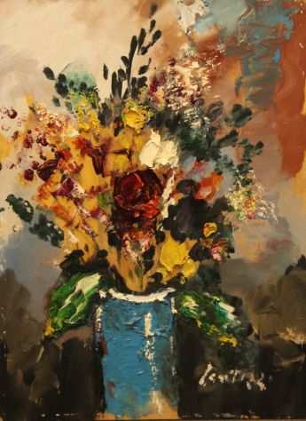 Sergio Scatizzi pittore quadro olio su tavola fiori