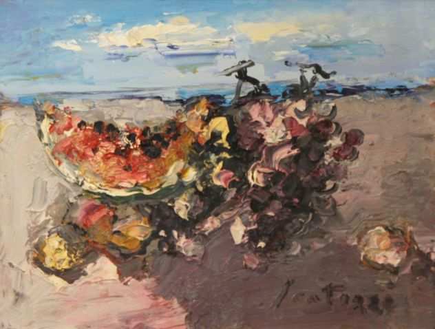 Sergio Scatizzi pittore quardo olio su tavola Natura sul mare