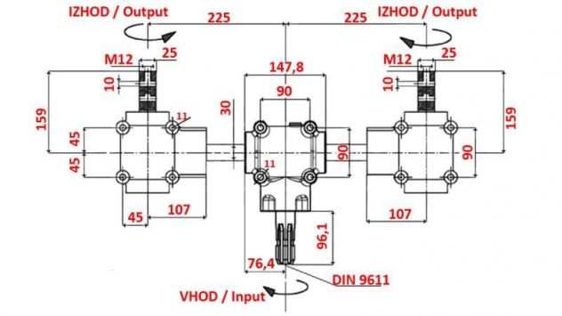 SET DI RIDUTTORI 11,3 (27HP-20kW) PER LO SPARGITORE L450 GHISA