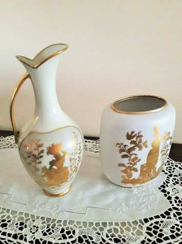 Set porcellane formato da vaso Heinrich amp Co Selb Bavaria decorato a mano con