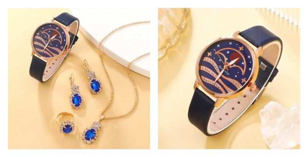 SET REGALO TRE OROLOGI DONNA  GIOIELLI WATCHES JEWELS RED BLUE BLACK WOMAN GIFT