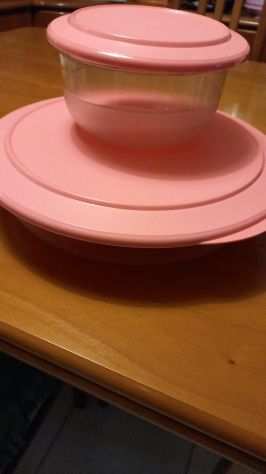 Set Tupperware piatto e ciotola rosa