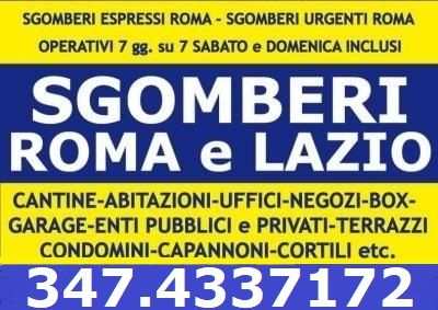 SGOMBERO GRATIS APPARTAMENTI ROMA CANTINE SOFFITTE BOX UFFICI 7GG SU7