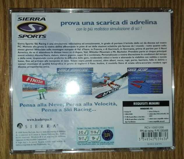 SKI RACING SIERRA SPORT GIOCO PER PC WINDOWS 95 perfetto e funzionante.