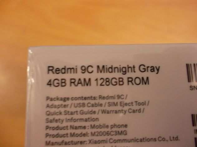 SMARTPHONE REDMI 9C CON SCHERMO 6.5 POLLICI 4GB DI RAM E128 GB DI MEMORIA INTERN