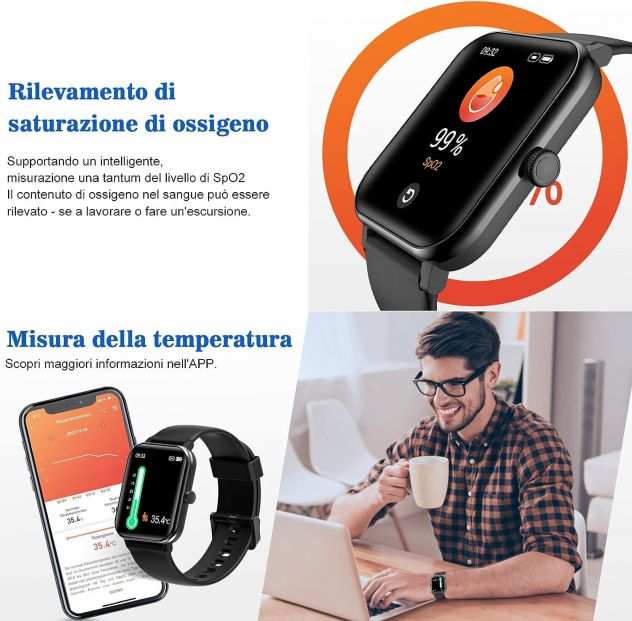 Smartwatch,Orologio Fitness Tracker Uomo,1,69quot Blackview