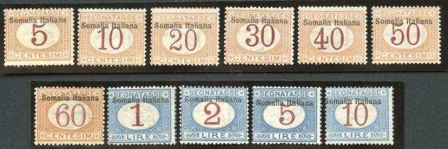 Somalia italiana 1903 - Segnatasse dItalia del 1890-1903 con la soprastampa Somalia Italiana in alto la serie completa - Sassone S. 64