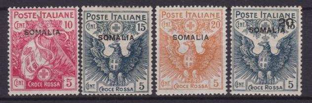 Somalia italiana 1916 - Croce Rossa, Francobolli dItalia soprastampati Somalia - Sassone serie S5 (n.19202122)