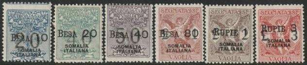 Somalia italiana - 1924 - Segnatasse Vaglia soprastampati in moneta somala Serie Completa Sass. S.69 MNH rara e Spl