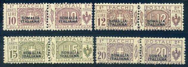 Somalia italiana 1926 - Pacchi postali serie completa di 4 valori con soprastampa in nero del II tipo - Sassone P 5053