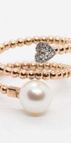 South Sea Pearl 9 mm - 18 carati Oro giallo - Anello Perla dei Mari del Sud - Diamanti