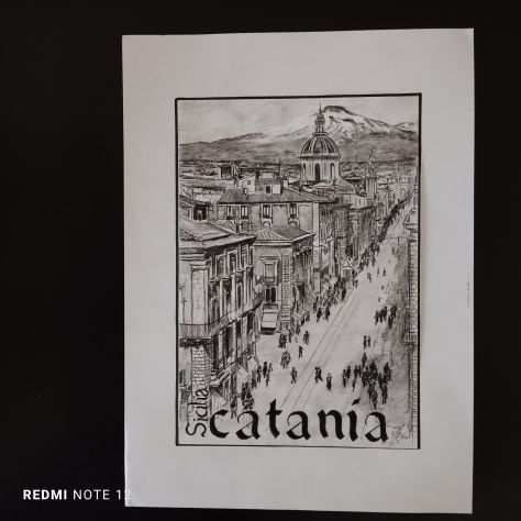 Souvenir dalla Catania - Via Etnea - disegno con carboncino matite su carta.