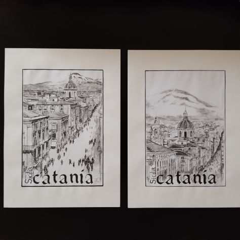 Souvenir from Sicilia - Via Etnea - la stampa 32 cm x 24 cm.
