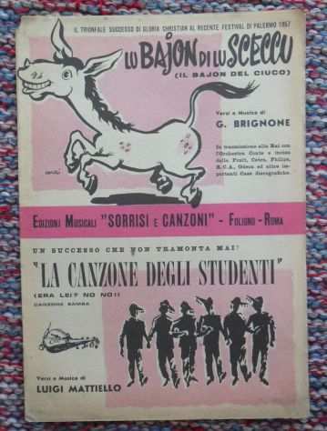 SPARTITO DAL FESTIVAL DI PALERMO 1957 - LU BAJON DI LU SCECCU - LA CANZONE DEGLI