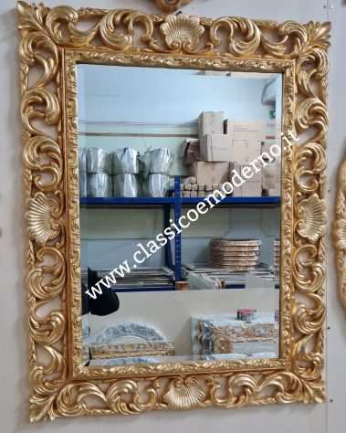 Specchiera traforata legno foglia oro stile barocco classico