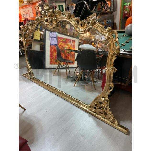 Specchio gigante cornice in stile imperiale dorata completamente restaurata