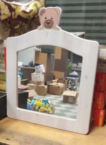 Specchio quadrato con orsetto per cameretta