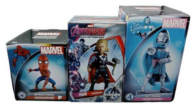 Spider-Man, Thor, Dr Doom 3 action figure Headknocker
