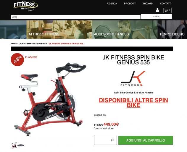 Spin Bike JKFitness Genius 535 Nuova Professionale