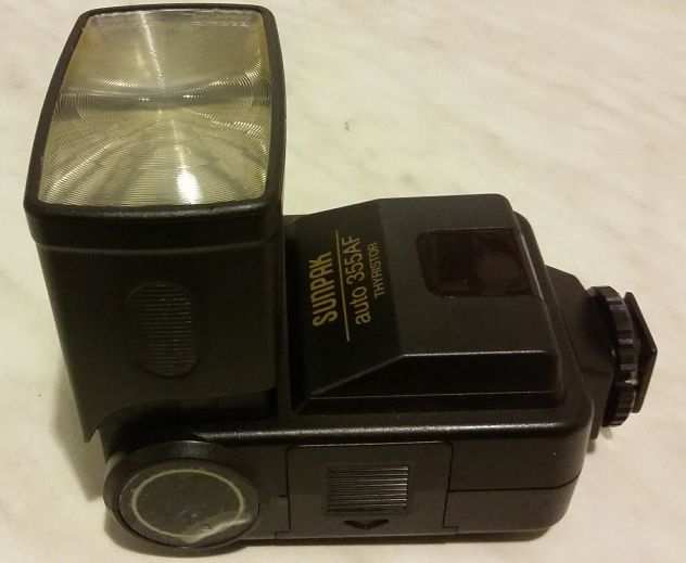 SPLENDIDO CANON FLASH SUNPAK AUTO 355AF THYRISTOR ANALOGICO NUOVO