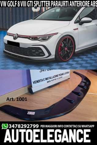 SPLITTER VW GOLF 8 VIII GTI SOTTO PARAURTI ANTERIORE ABS NERO LUCIDO LAMA 1001