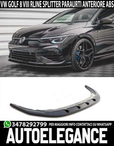 SPLITTER VW GOLF 8 VIII RLINE SOTTO PARAURTI ANTERIORE ABS NERO LUCIDO LAMA 054