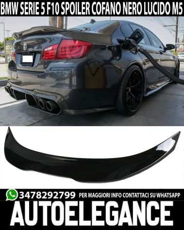 SPOILER POSTERIORE COFANO PER BMW SERIE 5 F10 2010-2017 M5 ABS NERO LUCIDO ALTO