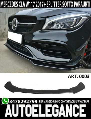 SPOILER SOTTO PARAURTI ANTERIORE LAMA MERCEDES CLA W117 2017 AMG NERO SPLITTER