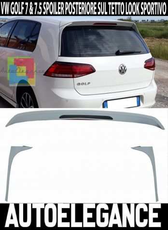 SPOILER TETTO VW GOLF 7 2012 AL 2019 SUL LUNOTTO POSTERIORE GTI 3 PEZZI .-