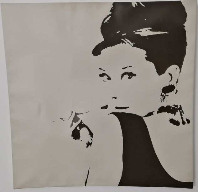 stampa su tela katharine hepburn, dimensioni 90x90 cm