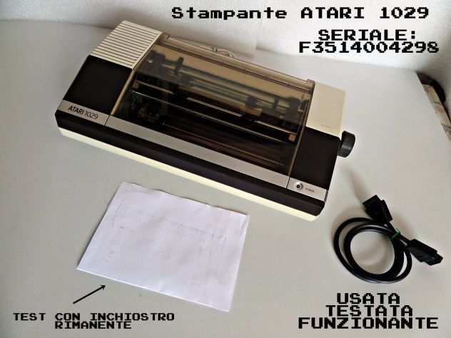 Stampante ATARI 1029 (anni 80) RARA FUNZIONANTE