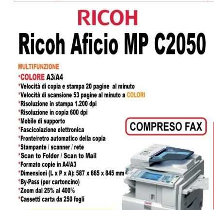 Stampante Multifunzione Ricoh Aficio a colori A3 - A4 - Fax