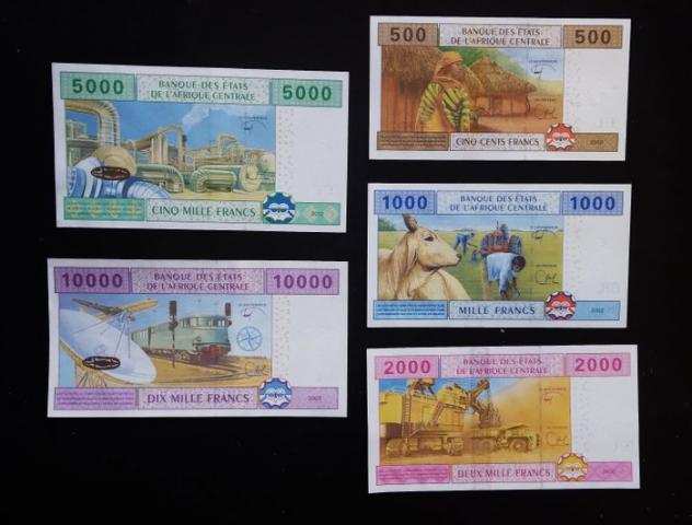 Stati dellrsquoAfrica Centrale - Cameroun - 500, 1000, 2000, 5000, 10000 Francs - Various dates